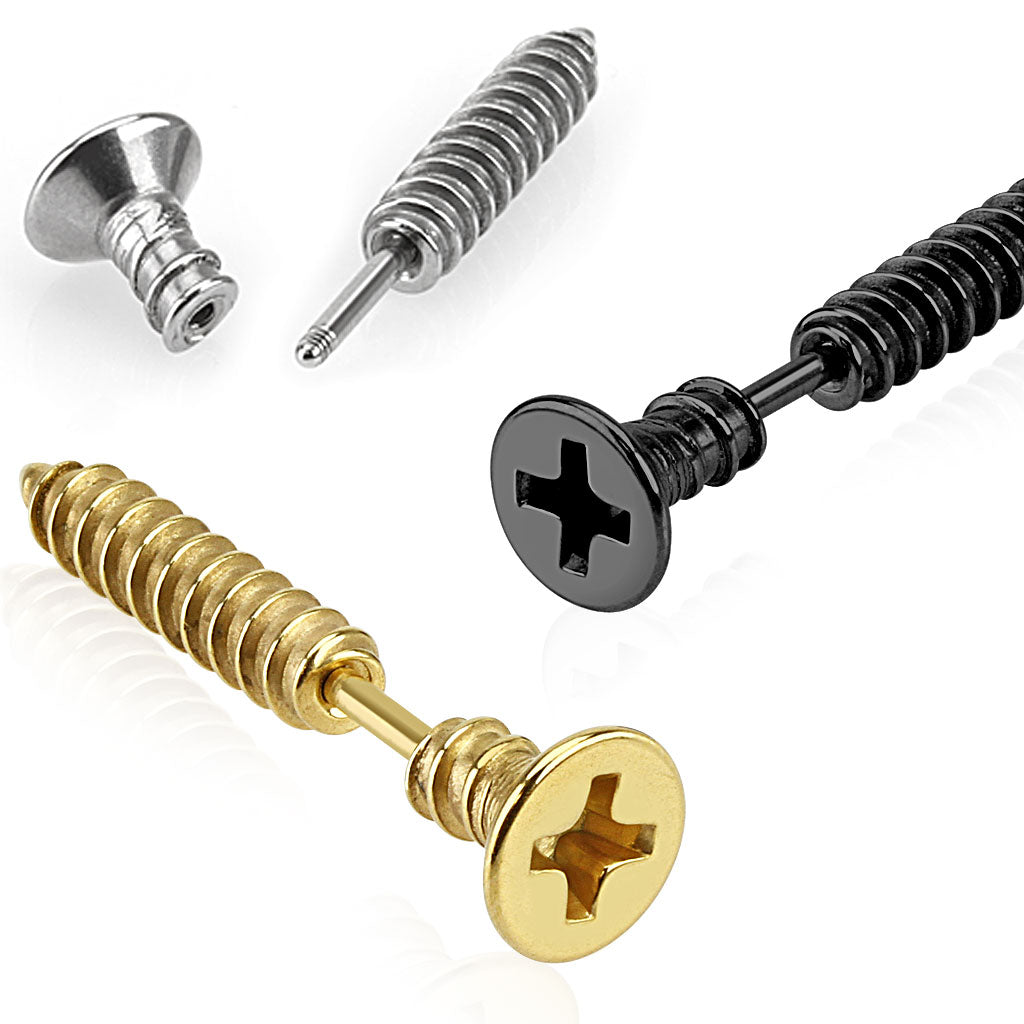 A pair Of 16G Countersunk Screw Fake (6mm) Plugs For Ears